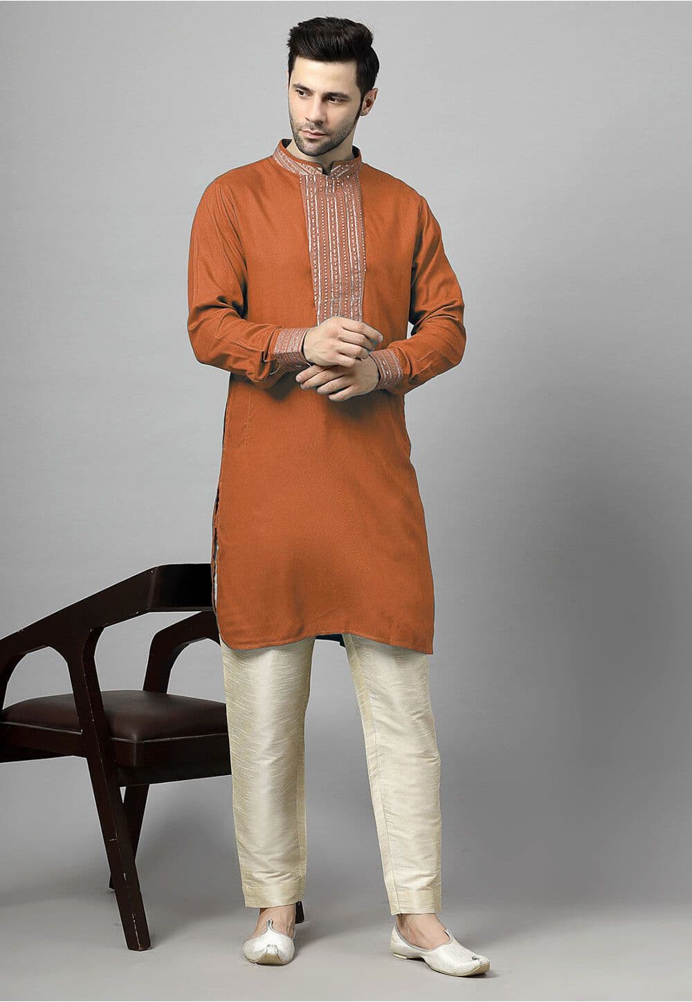 Terracotta Linen Kurta
