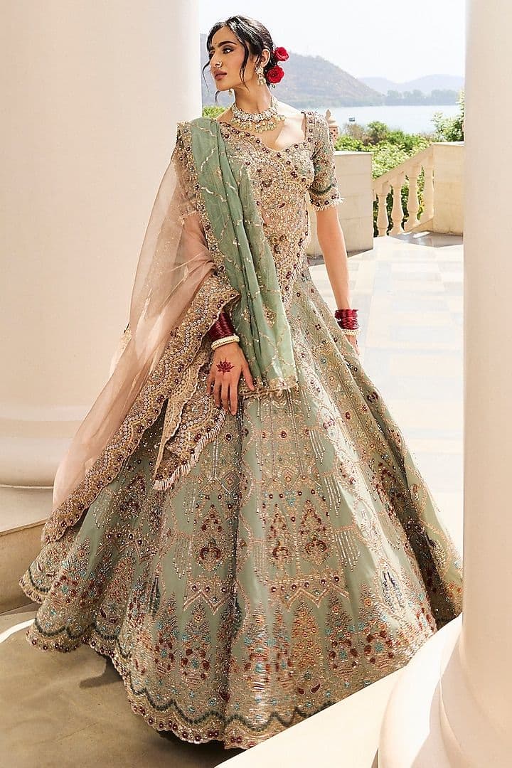 Sage Floral Lehenga